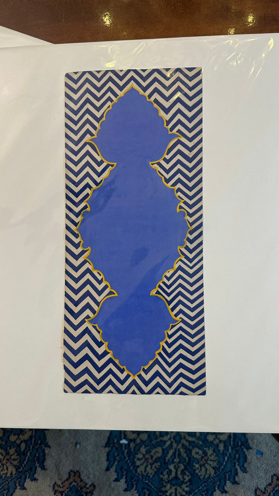 Sapphire Quatrefoil within a Herringbone Frame