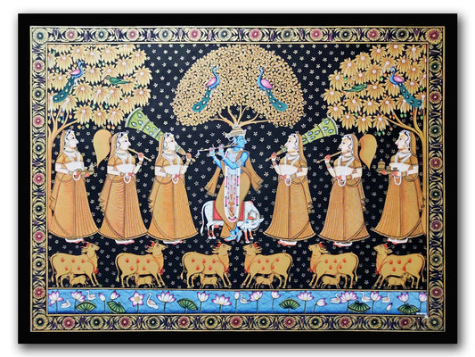 Gopis gathering for Lord Krishna