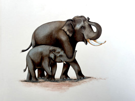 A mother leading her child