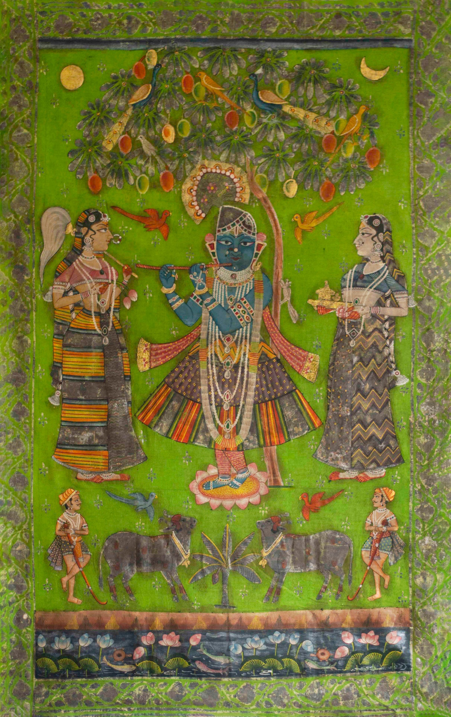 Gopis enraptured by Lord Krishna