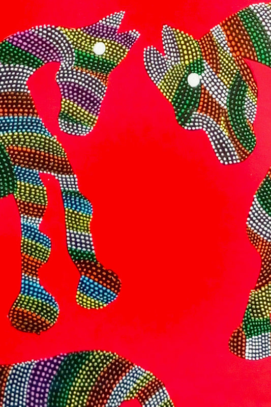 Group of horses and birds