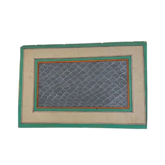 Storm-Grey Scale Trellis with Saffron Piping