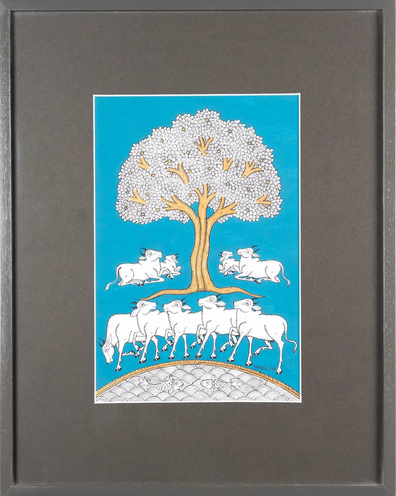 Tree of Life 2 - Cattle on Teal